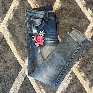 Dollhouse size 11 Distressed Embroidered Jeans.